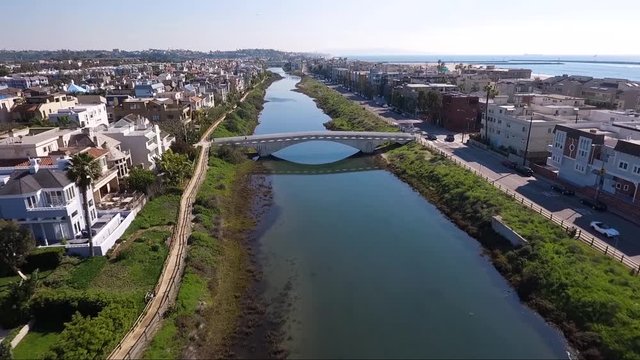 Aerial view of bridge crossing over the venice canals