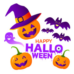 Halloween characters, Jack O Lantern, Happy halloween poster.