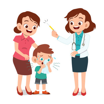 sick child getting shot doctor's office clip art preview