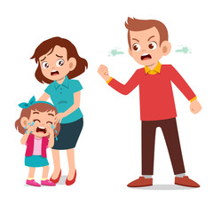 kids cry with parent fighting ague