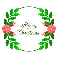 Template of card merry christmas, with art of abstract leaf flower frames. Vector