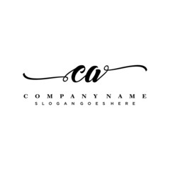 letter CA handwritting logo, handwritten font for business