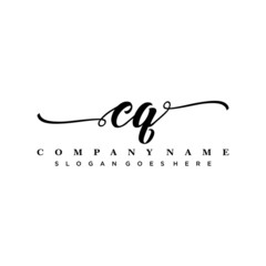 letter CQ handwritting logo, handwritten font for business