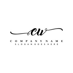letter CU handwritting logo, handwritten font for business