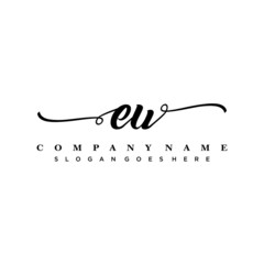 letter EU handwritting logo, handwritten font for business