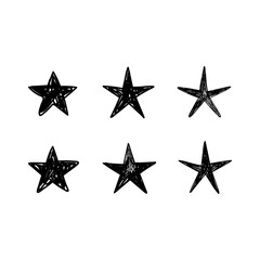 Obraz premium Star doodles collection. Set of hand drawn stars. Ink cartoon illustrations.