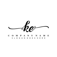 letter KE handwritting logo, handwritten font for business
