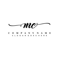 letter MC handwritting logo, handwritten font for business