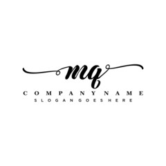 letter MQ handwritting logo, handwritten font for business