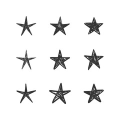 Obraz premium Star doodles collection. Set of hand drawn stars. Ink cartoon illustrations.