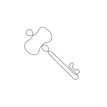 recommend clip art: Key continuous line drawing, tattoo, logo design and print for clothes, key silhouette one single line on a white background, isolated vector illustration.