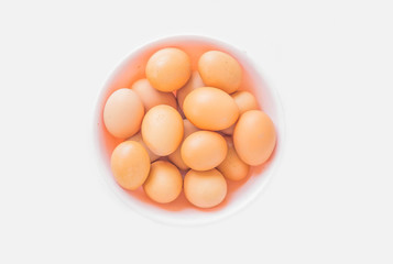 The eggs from the chicken farm in the package with the isolate white background.