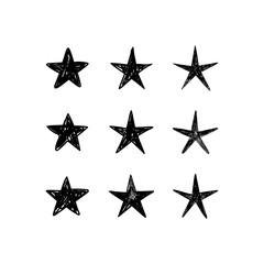 Fototapeta premium Star doodles collection. Set of hand drawn stars. Ink cartoon illustrations.