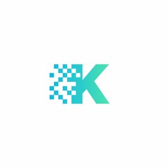 K Letter pixel logo design modern template