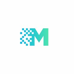 M Letter pixel logo design modern template