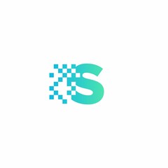 S Letter pixel logo design modern template