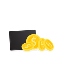 Wallet with gold coin element for ecommerce technology.