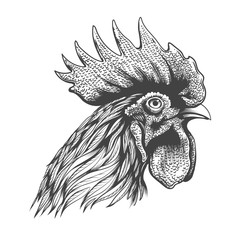 Rooster head engraving © vectortatu
