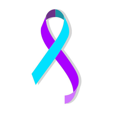 Teal purple ribbon for suicide prevention / awareness.