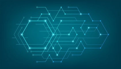 Abstract lines and dots connect background. Technology connection digital data and big data concept.