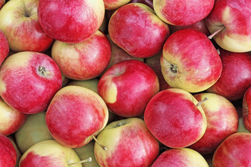 Natural tasty red apples background.Fresh juicy fruit