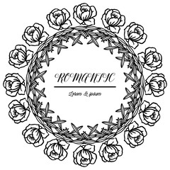 Lettering of engagement romantic with abstract leaf flower frame. Vector