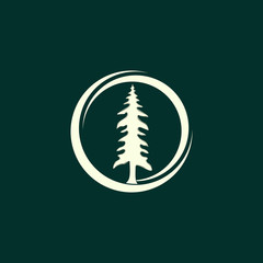 Tree Pine In Circle Simple Icon Logo Design Template Element Vector