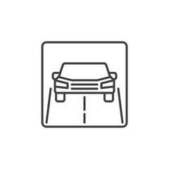 Car on road vector outline concept icon. Front view