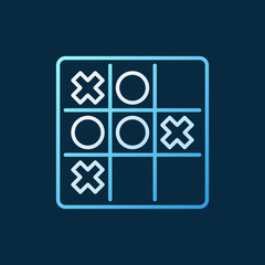 Noughts and Crosses vector colored linear icon. Tic Tac Toe game outline symbol on dark background