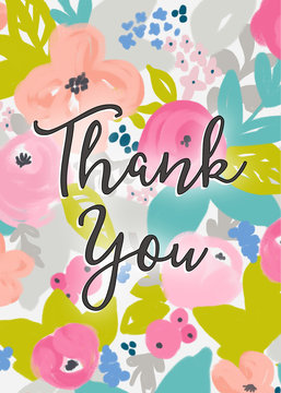Thank You Note Floral Background Card