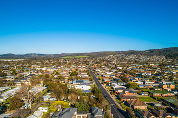 Fototapeta na wymiar Residential area of Dromana on Mornington Peninsula, Australia - aerial view