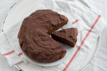 home made chocolate beet root cake on a table