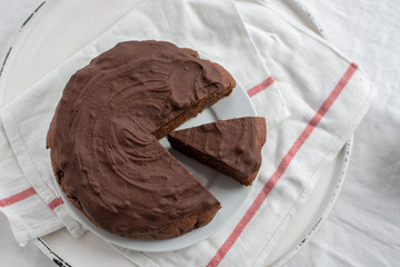 home made chocolate beet root cake on a table