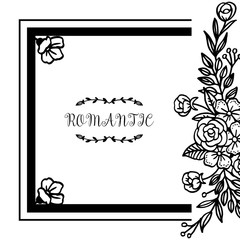 Pattern design wreath frame, black and white, for decoration greeting card romantic. Vector