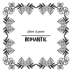 Motif of leaf flower frame for modern greeting card of romantic. Vector