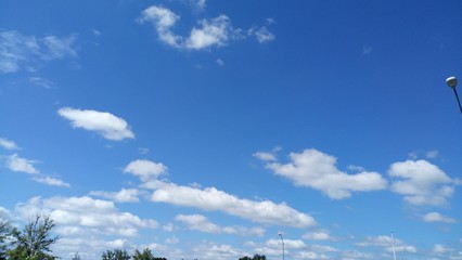 Fluffy White Clouds With Blue Sky Background