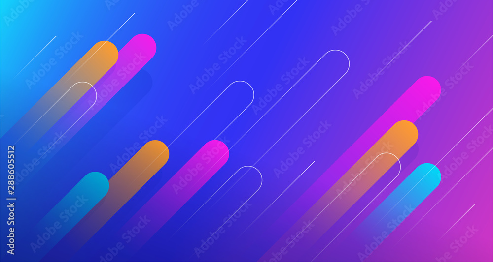 Poster dynamic geometric abstract background design. colorful comet shape with trendy gradient color vector