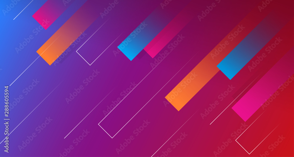 Poster dynamic geometric abstract background design. colorful rectangle shape with trendy gradient color ve