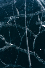 Ice texture on surface of frozen lake