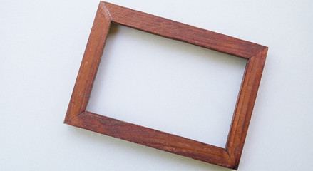 Wood frame on white background.