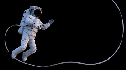 Fototapeta premium astronaut performing space walk, isolated on black background