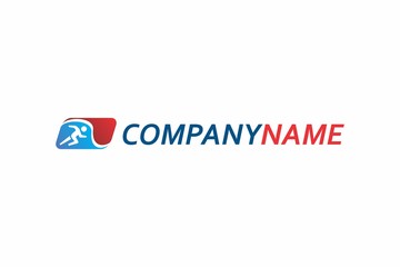 Logo template sports theme. Logo with the image of a man in motion.