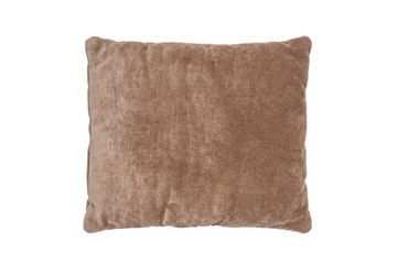 A small brown sofa cushion, isolated against a white background. Comfort.  Top View