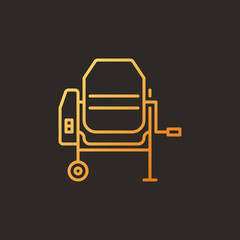 Cement Mixer vector concept colored outline icon on dark background