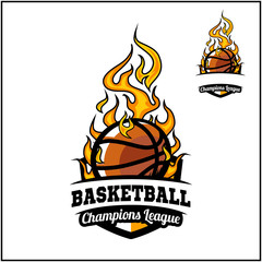 Basketball ball flame badge vector © Pixelogan