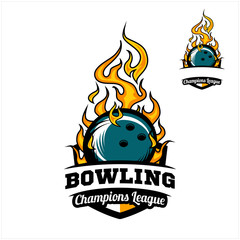 Bowling ball flame badge vector © Pixelogan