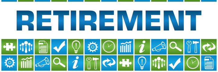 Retirement Green Blue Box Grid Business Symbols 