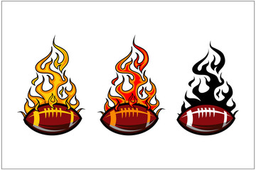Football ball flame vector set of 3