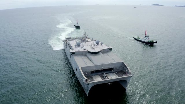 Amphibious ship transport or battleship on the sea