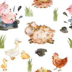 Watercolor farm pattern.